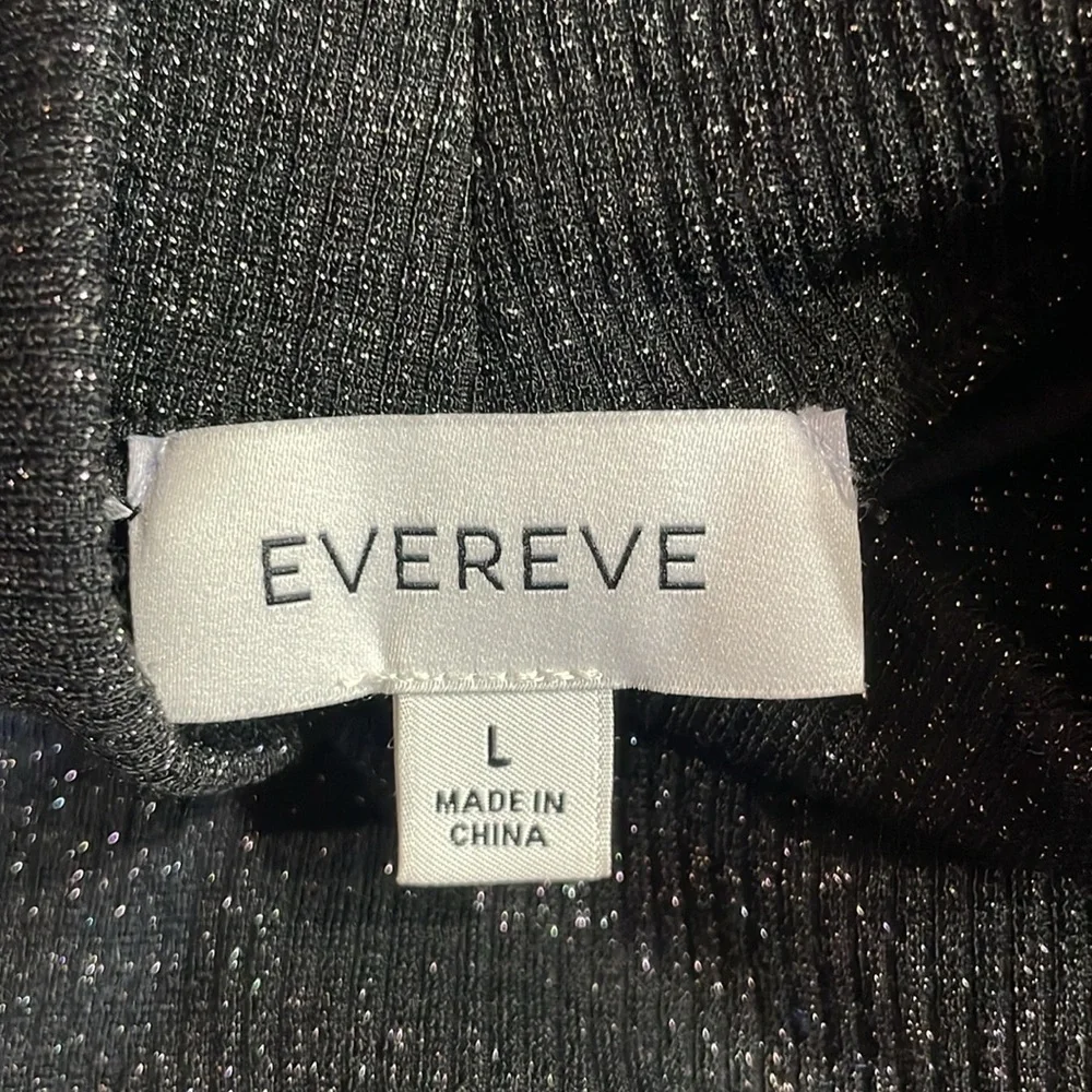 Evereve Ribbed Sparkle Metallic Silver Mockneck Top - Picture 2 of 8